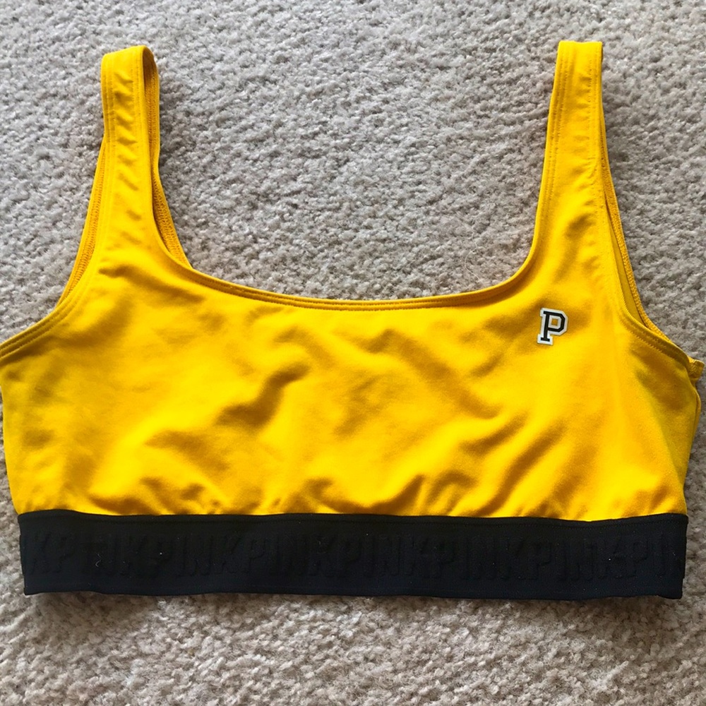 PINK Victoria secret Yellow and black sports bra